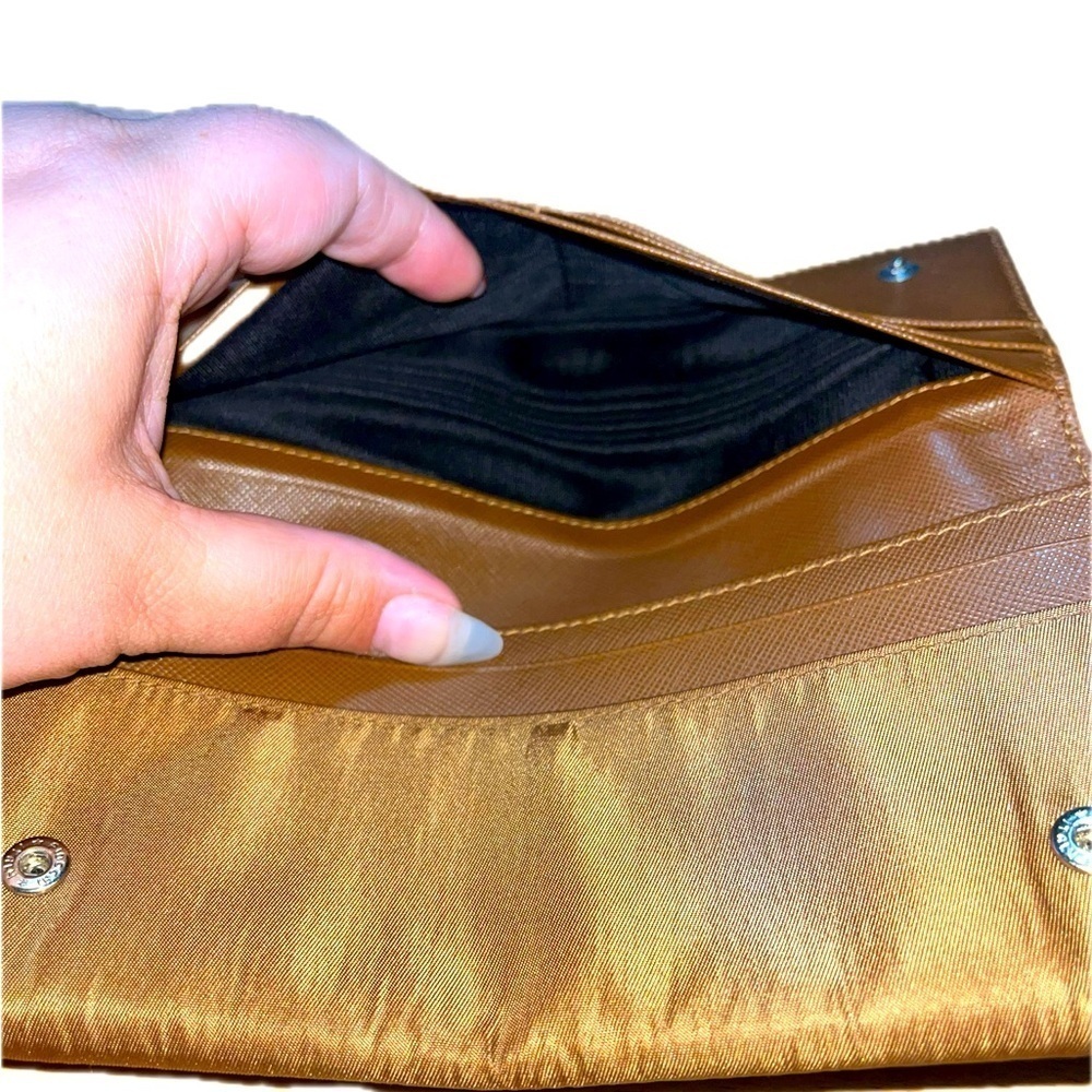 PRADA Milano Saffiano Long Leather & Nylon Fold Wallet, Brown/Copper, Italy - Picture 8 of 14